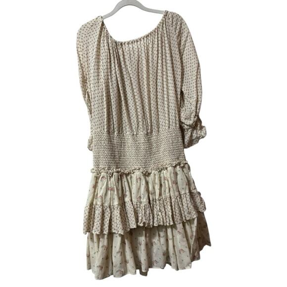Bytimo bohemian mini floral cream ruffle dress Large - Picture 4 of 5